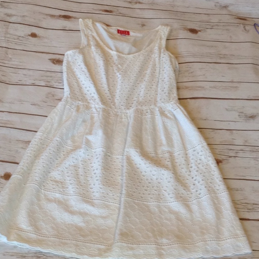 ELLE Womens White Dress Size 6 Babydoll Mid Length